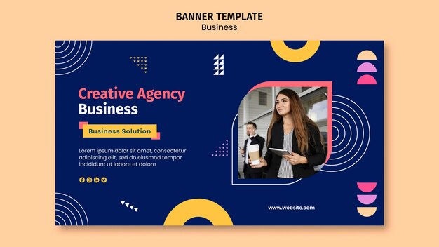 Business banner template with colorful shapes