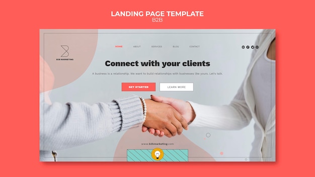 Free PSD business to business landing page template