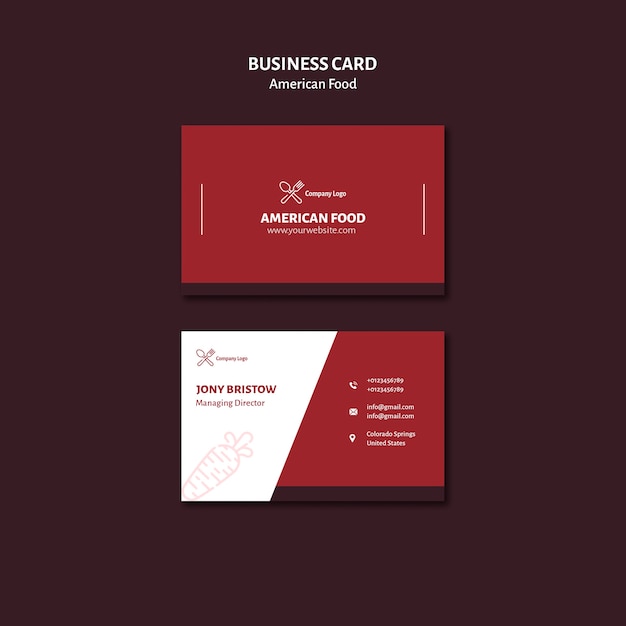 Business card design american food