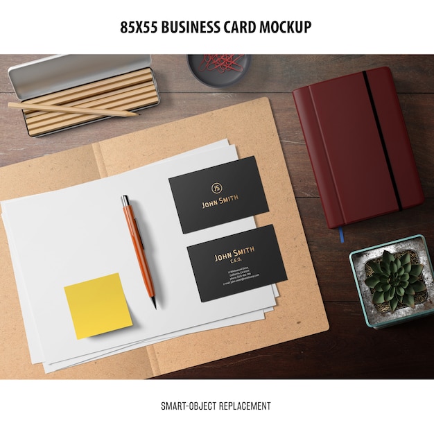 Free PSD business card mockup