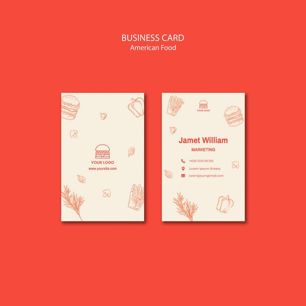 Business card template for burger restaurant