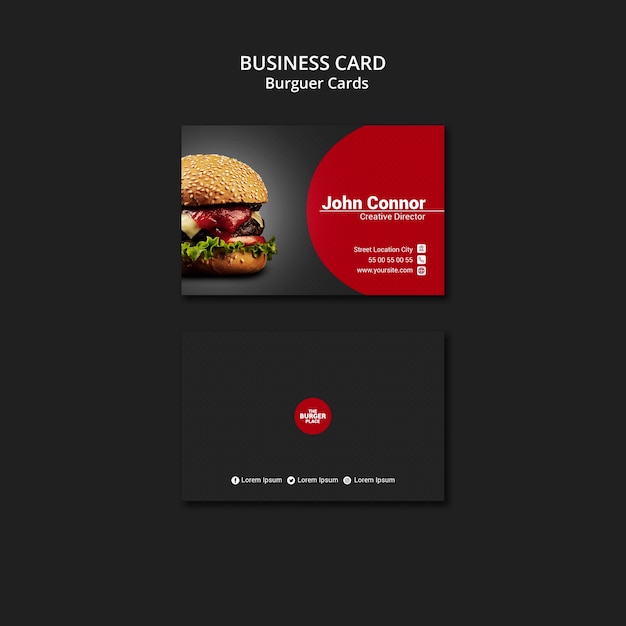 Free PSD business card template for burger restaurant