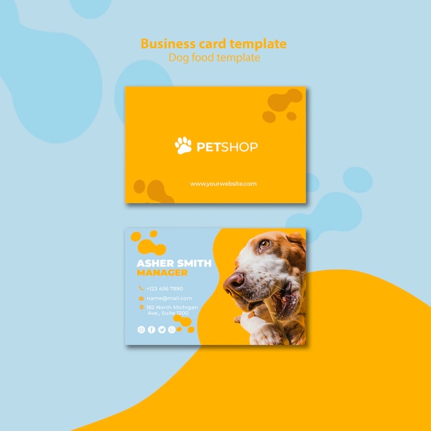 Free PSD business card template design for pet shop