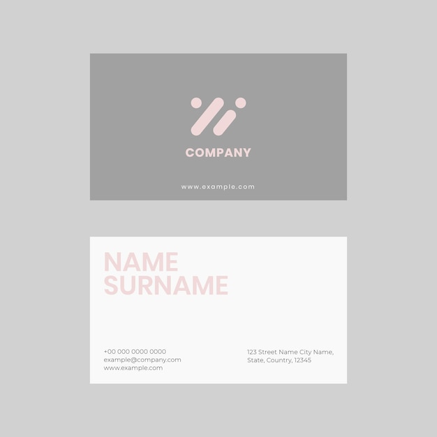 Business card template psd in grey and white tone flatlay