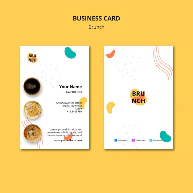 Business card template with brunch concept