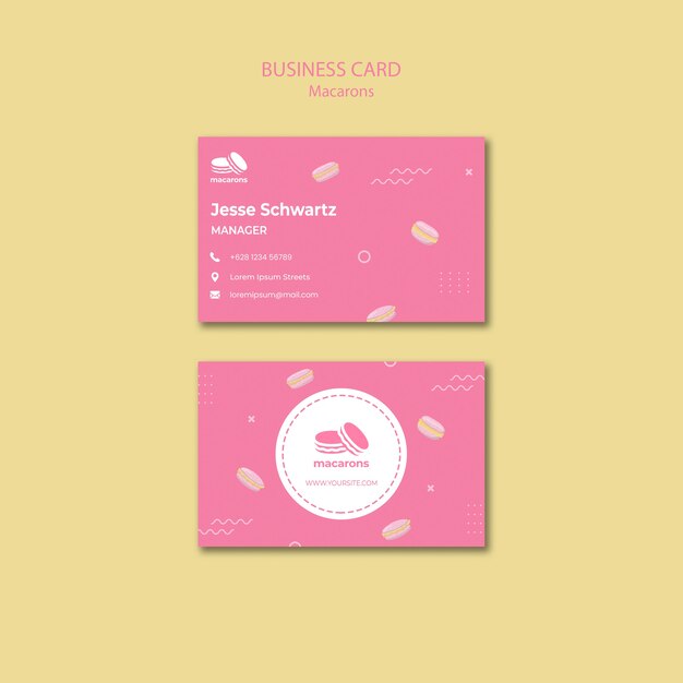 Business card template with macarons theme