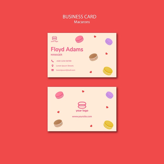 Free PSD business card with macarons