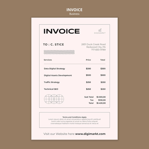 Free PSD business concept invoice template