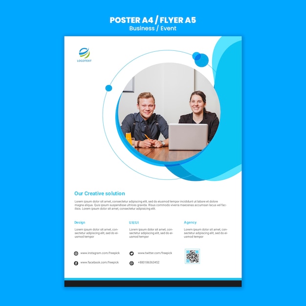 Business event with web template for flyer