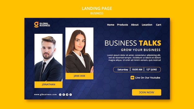 Free PSD business landing page design template