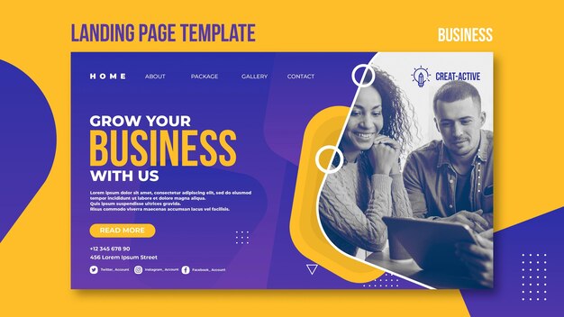 Business landing page template with photo