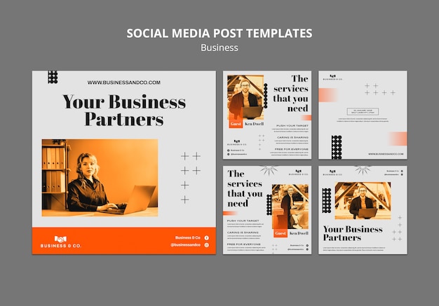 Business strategy instagram post set