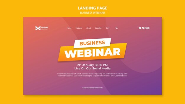 Business webinar landing page template