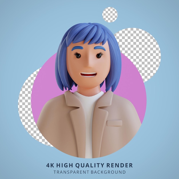 Business woman 3D cartoon avatar portrait