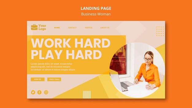 Business woman concept landing page template