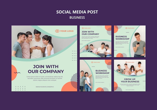 Free PSD business workshop concept social media post