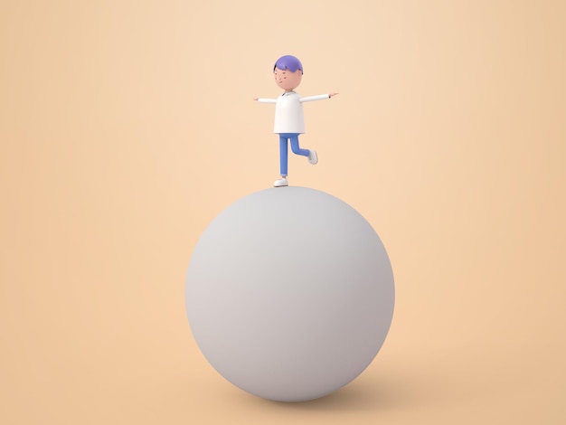 Free PSD businessman trying to balance on ball isolated background