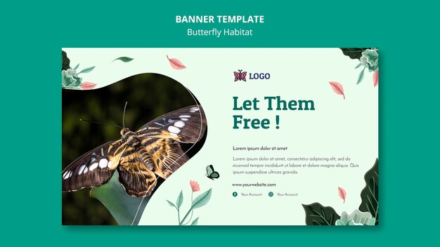 Butterfly habitat concept banner template