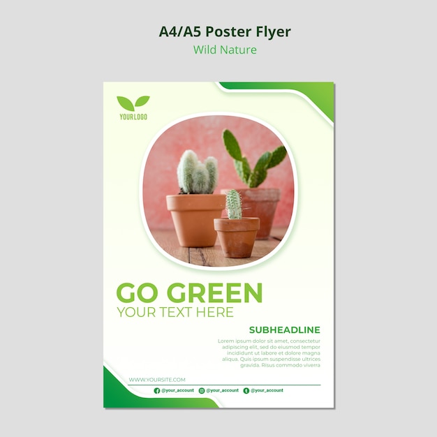 Free PSD cacti in pots environmental flyer template