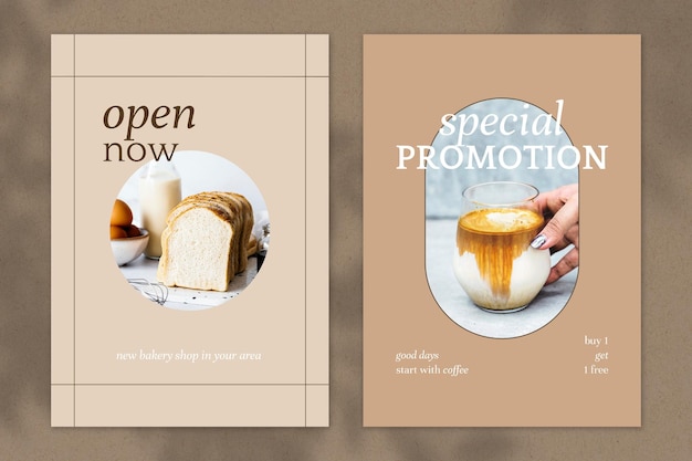 Cafe psd poster template set