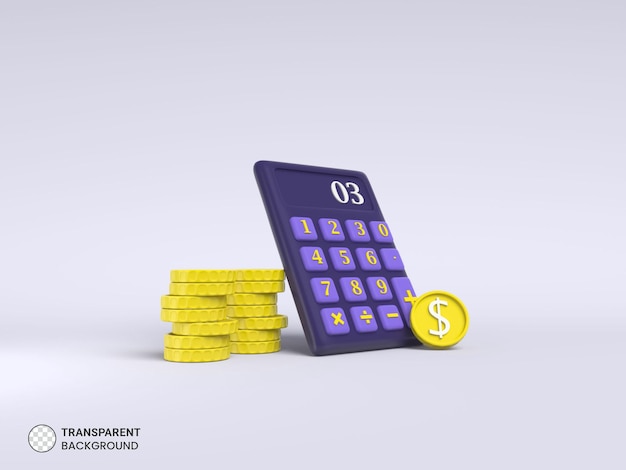 Free PSD calculator icon isolated 3d render illustration