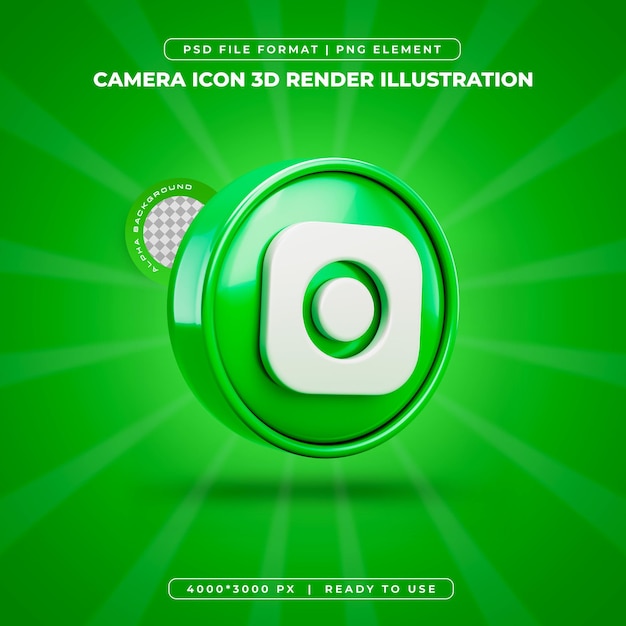 Camera icon isolated 3d render illustration