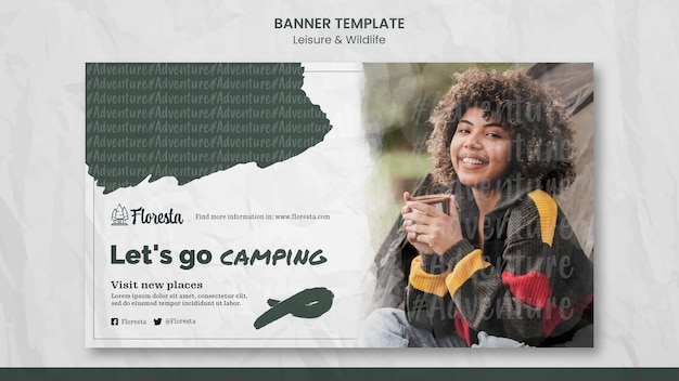 Free PSD camping concept banner template