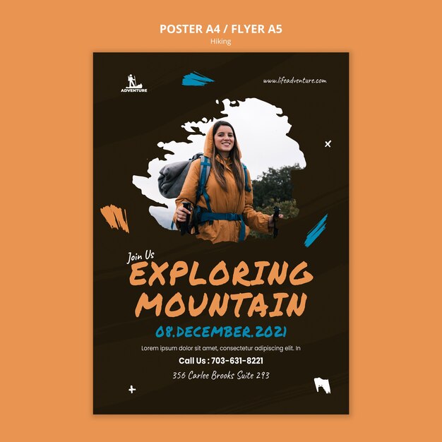 Camping and hiking flyer template