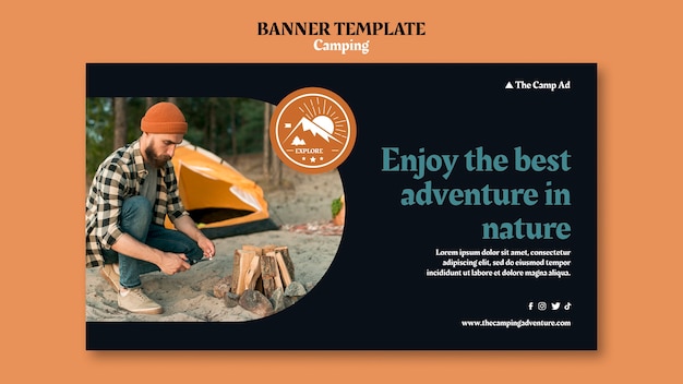 Free PSD camping horizontal banner template