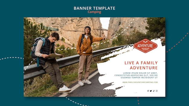 Free PSD camping horizontal banner template