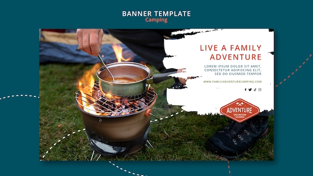 Free PSD camping horizontal banner template