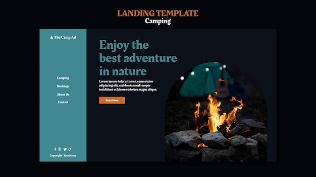 Free PSD camping landing page template