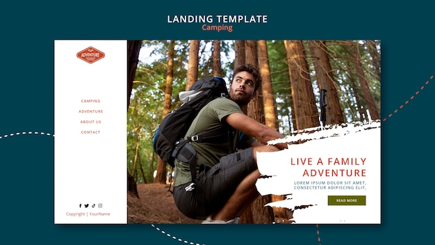 Free PSD camping landing page template