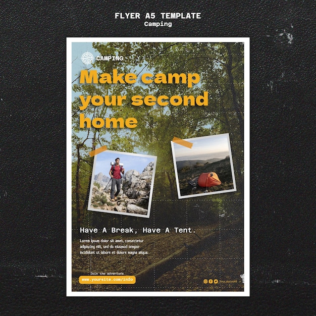 Camping vertical flyer template with grid design