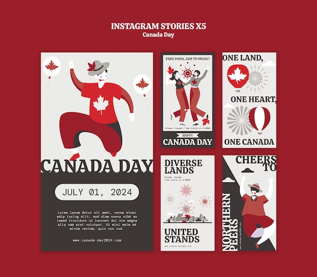 Free PSD canada day celebration  instagram stories