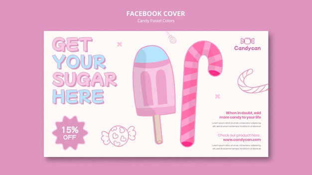 Free PSD candy pastel colors facebook cover template