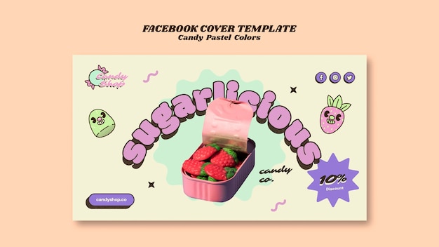 Free PSD candy pastel colors facebook cover template