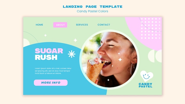 Free PSD candy pastel colors landing page template