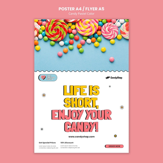 Free PSD candy pastel colors poster template