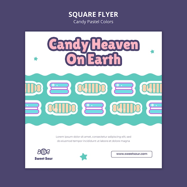 Free PSD candy pastel colors square flyer template