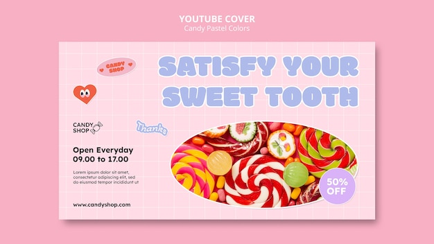 Free PSD candy pastel colors youtube cover template