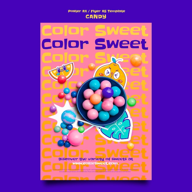 Free PSD candy poster template design