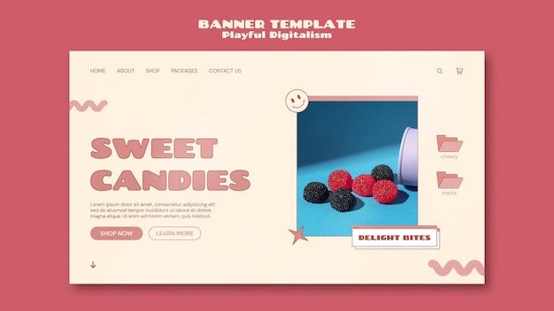 Free PSD candy shop banner template