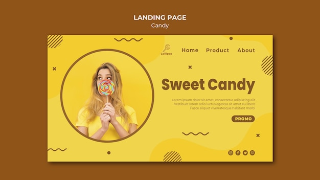 Free PSD candy shop landing page template