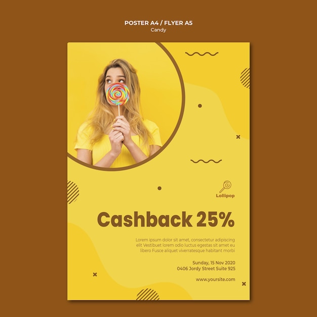 Free PSD candy shop poster template