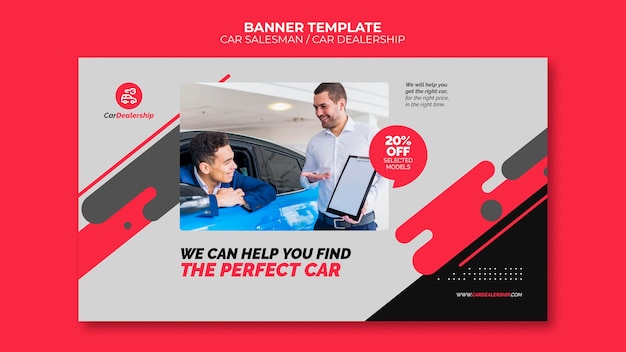 Free PSD car dealership banner template with photo