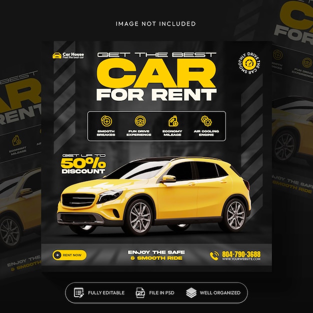 Car rent and sale automotive social media banner or instagram post template