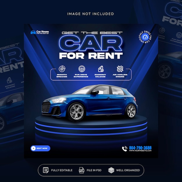 car rent and sale automotive social media banner or Instagram post template