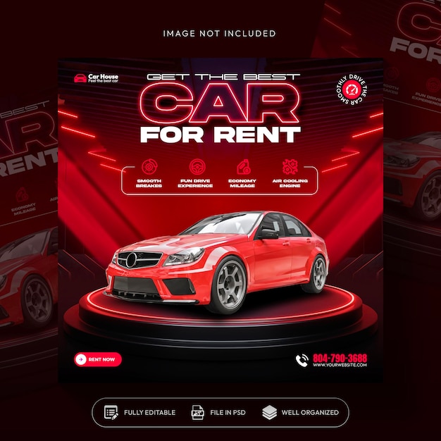 car rent and sale automotive social media banner or Instagram post template