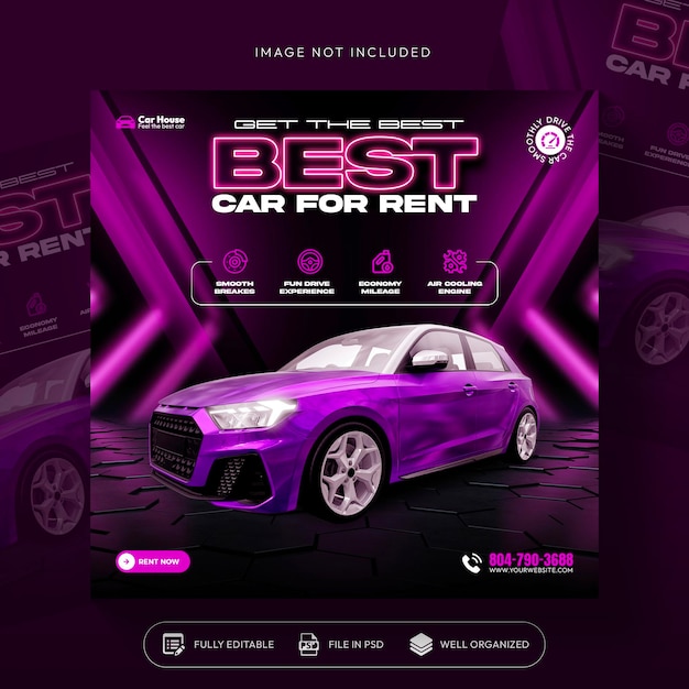 Free PSD car rent and sale automotive social media banner or instagram post template